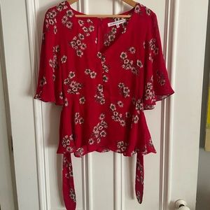 Wrap around waist floral blouse